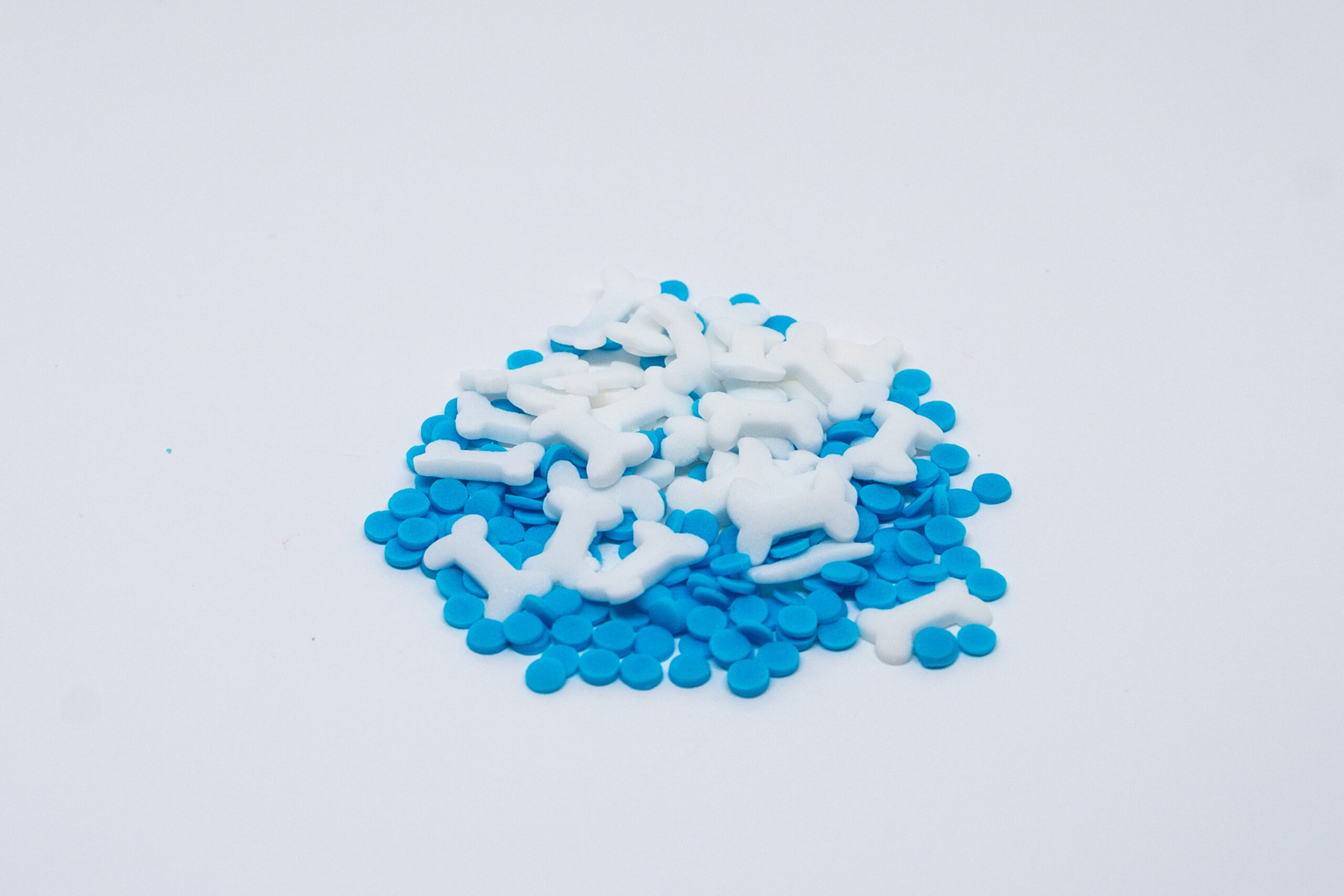 White bone + Blue confeti